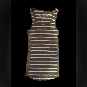 Ribbed Gray and White Tank Top